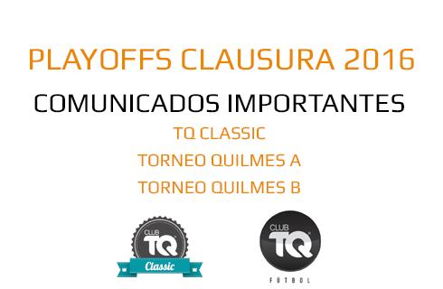 COMUNICADOS IMPORTANTES PARA PLAYOFFS